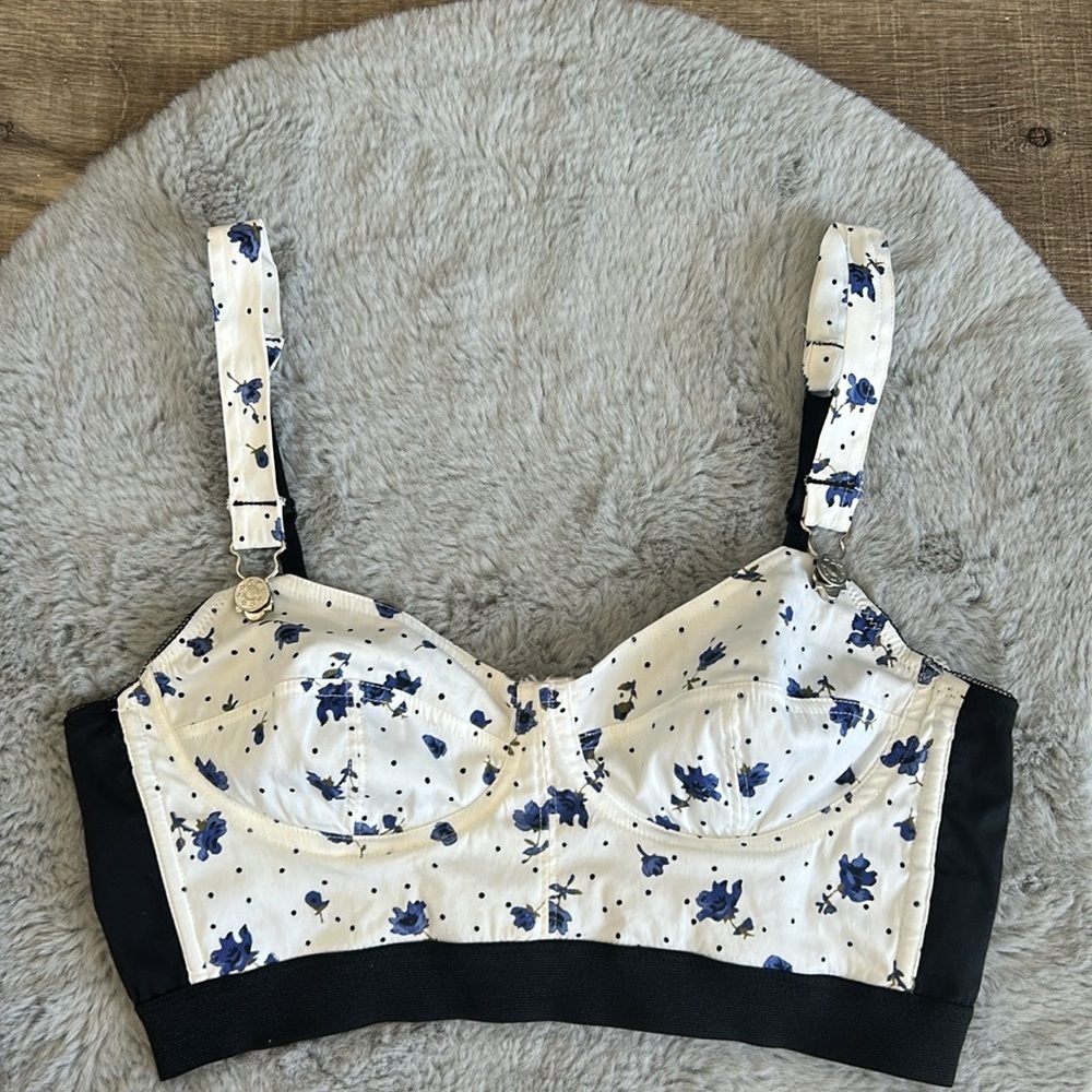 Bebe Floral Bustier Crop Top XS
